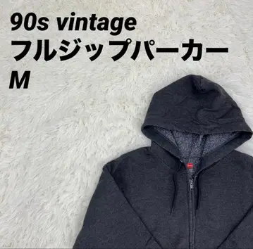 다크 그레이 풀 집업 후드티 Hanes 남녀 공용 90년대