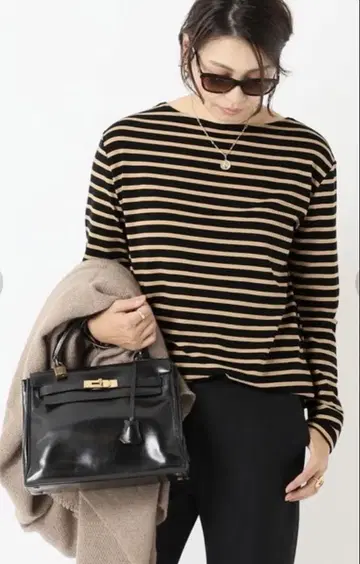 Deuxieme Classe Darling 보더 블랙 브라운 t셔츠