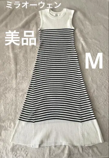 Mila Owen 미라 오웬 슬리브리스 보더 니트 원피스 M