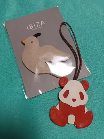 IBIZA 이비자 백참 마스코트 가죽 팬더와 새 참