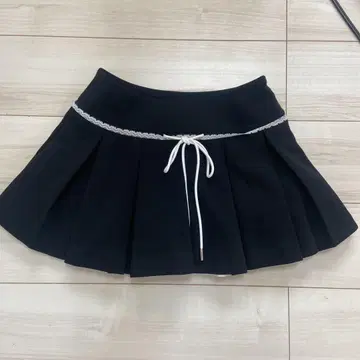 andwang 블랙 플리츠 스커트 허리밴딩