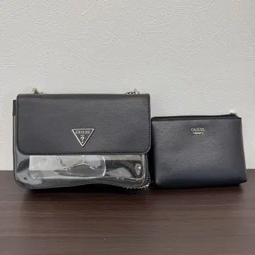 GUESS 블랙 숄더백 클리어 디자인