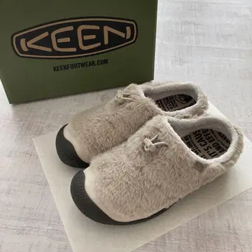 KEEN 슬립온 베이지 에코 퍼 소재 고무 밑창 24.5cm 박스 포함