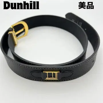 새상품급 Dunhill 던힐 벨트 골드 금장 장식 로고 블랙 천연 가죽