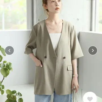 저널 스탠다드 아이스 스트레치 하프 슬리브 자켓 베이지