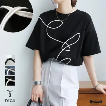 레카/아트 코드 자수 루즈 티셔츠