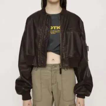 SLY VINTAGE F/LEATHER CROP 블루종