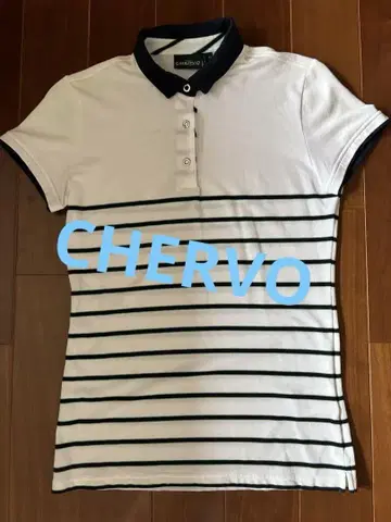CHERVO 여성용 피케 셔츠 화이트 네이비 그린 스트라이프