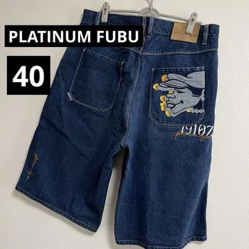 플래티넘후부 하프 데님 팬츠 40 빅 사이즈 PLATINUM FUBU