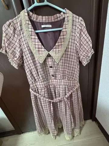axes femme 반팔 무릎 기장 원피스 체크 무늬