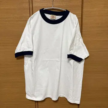 Goodwear XL 화이트 T셔츠 네이비 리브