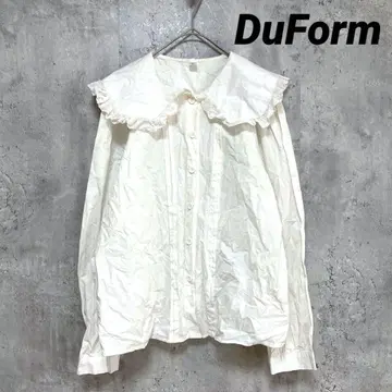 [DuForm] 청순 스타일 블라우스 빅 프릴 칼라 화이트 L 개더
