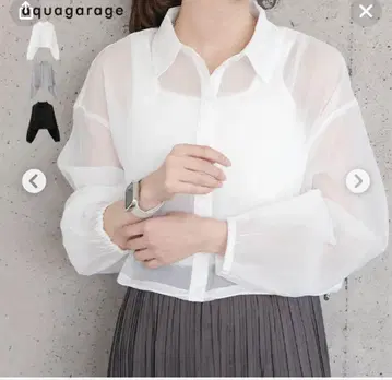 미사용 새상품 아쿠아가라지 aquagarage 드로스트 시어 셔츠 화이트