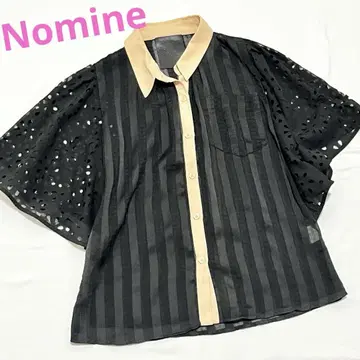Nomine 플레어 슬리브 블라우스 컷워크