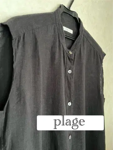 plage 린넨 슬리브리스 셔츠 블랙