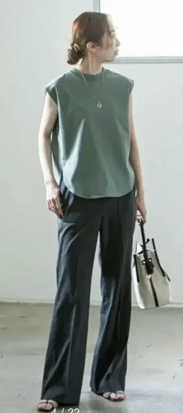 NOBLE 린넨 스트레치 부츠컷 팬츠 36 블랙