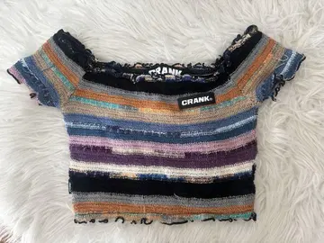 CRANK 스트라이프 니트 반팔