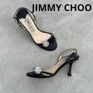 JIMMY CHOO 비쥬 장식 블랙 샌들