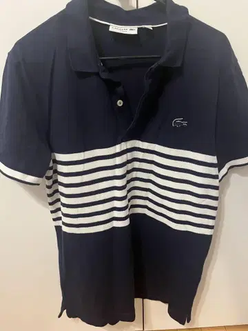 LACOSTE 슬림핏 피케 셔츠 네이비