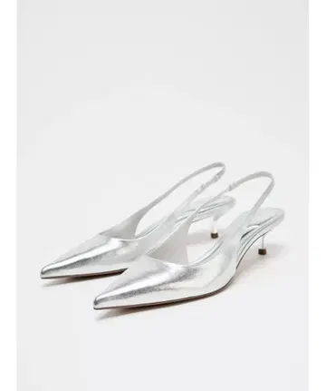 ZARA 메탈릭 슬링백 슈즈 펌프스 38/2424.5 완판