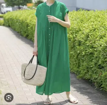 어반 리서치 써니 라벨 에어리 코튼 핀턱 원피스 그린