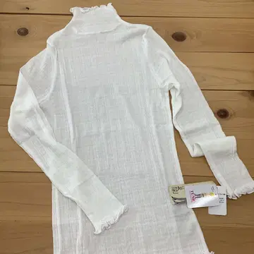 카모이 요코 TUNIC 긴팔 하이넥 이너 면100% 강연사 자외선 차단
