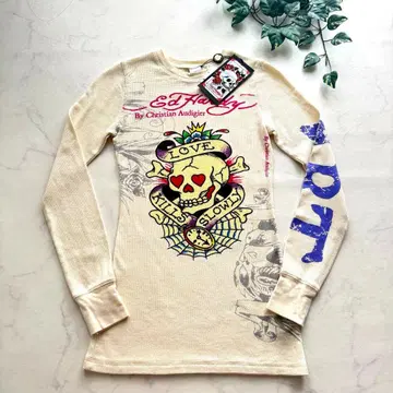택 포함 새상품 Ed Hardy USA 와플 롱티 XS 데드스탁 희귀