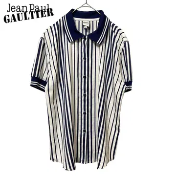 Jean Paul GAULTIER 스트라이프 반팔 셔츠 / 화이트 블루