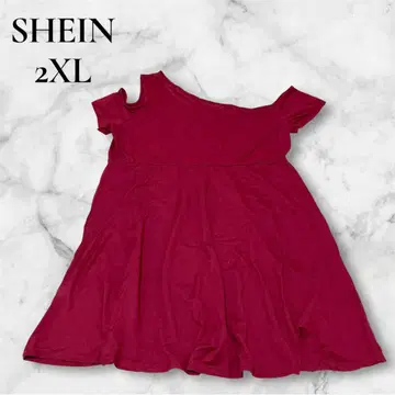SHEIN [ 2XL ] 버건디 오프숄더 튜닉 어깨트임 A라인