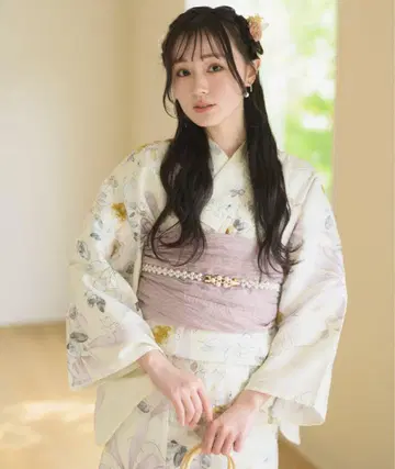 유카타 헤코오비 허리끈 2개 CELEN 밀키 리본 꽃 연주