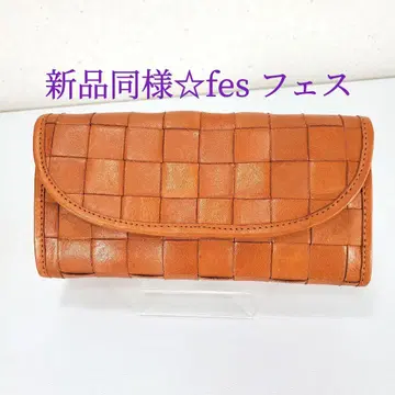 새상품급 fes 48768 대용량 천연 가죽 카우 레더 뜨개질 장지갑