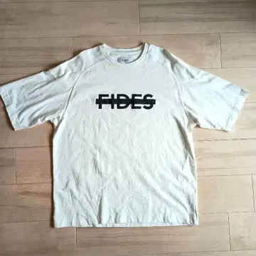 새상품급 FIDES 피데스 두꺼운 원단 T셔츠 화이트 로고 프린트 XL