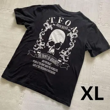 VANSON 스컬 프린트 자수 티셔츠 블랙 XL