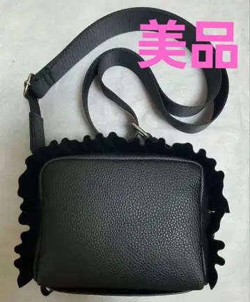 숄더백 여성용 프릴 가죽 천연 가죽 작고 블랙 브랜드
