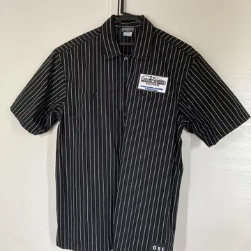 GOOD SPEED 블랙 스트라이프 워크 셔츠 XL