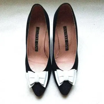 [중고] BOUTIQUE OSAKI 블랙 리본 펌프스 24cm 힐 7cm