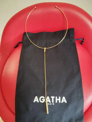 AGATHA 골드 초커 롱 펜던트