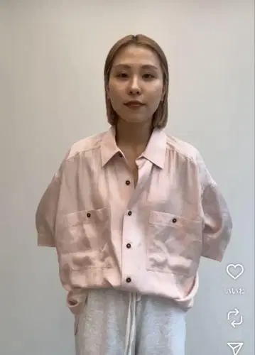 anuke 오버 사이즈 핑크 셔츠