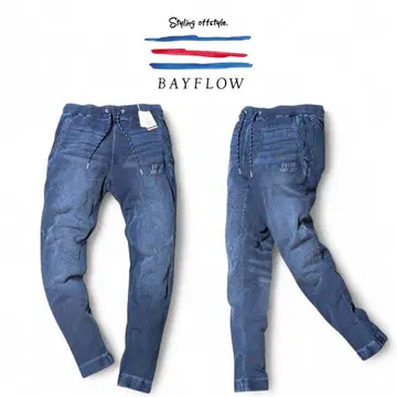 BAYFLOW 인디고 염색 맨투맨 조거 팬츠 L 베이플로우