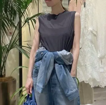 윔 가젯 새상품 택 시어 슬리브리스 티셔츠 그레이