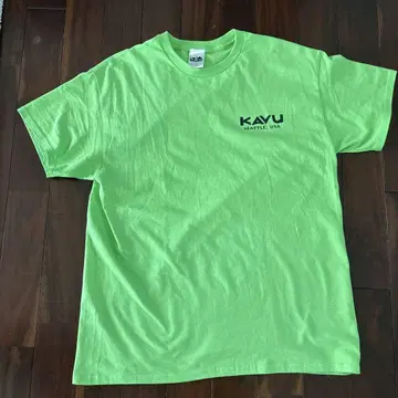 KAVU 형광 그린 티셔츠 L 사이즈