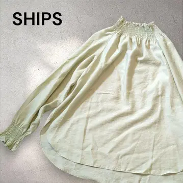SHIPS 쉽스 22ss 연한 그린 개더 쉬폰 새틴 블라우스