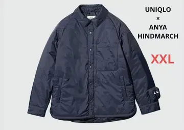 유니클로 x 안야 힌드마치 퍼프 테크 셔츠 자켓 네이비 XXL