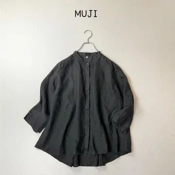 무인양품 MUJI 린넨 100% 린넨 밴드 카라 블라우스 XL