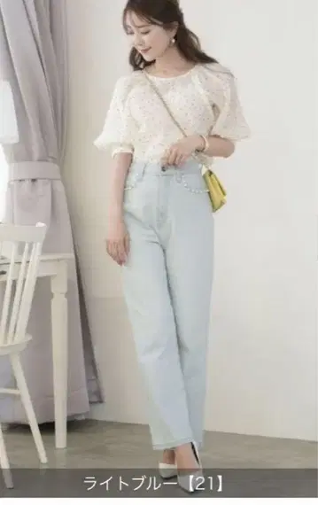 허리 쉐이프 하트 자수 데님 팬츠 le reve vaniller