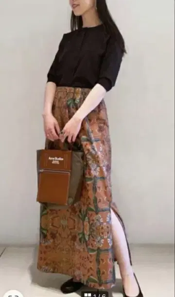 새상품 CABaN 코튼 브로드 팔레르모 플라워 프린트 사이드 슬릿 스커트