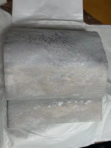 후쿠로 오비 플라티나색 순수 실크 은색