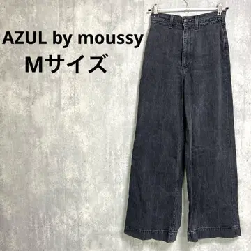 AZUL by moussy 다트 데님 와이드 블랙 M 여성용 블랙