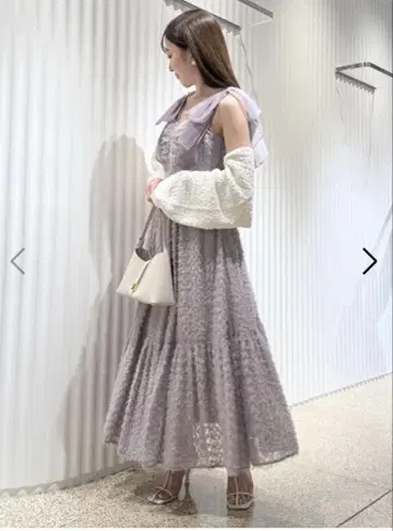 SNIDEL 스나이델 리본 티어드 원피스 GRY