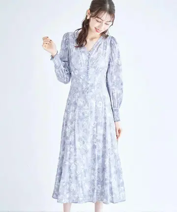 [새상품] tocco 백 레이스업 라인 플라워 프린트 원피스